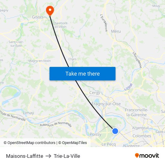 Maisons-Laffitte to Trie-La-Ville map