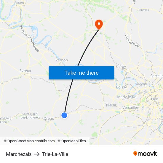 Marchezais to Trie-La-Ville map