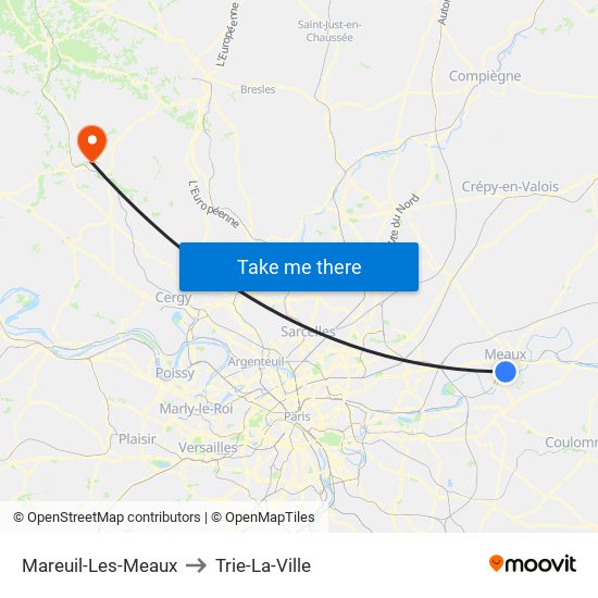 Mareuil-Les-Meaux to Trie-La-Ville map