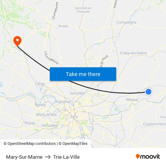 Mary-Sur-Marne to Trie-La-Ville map