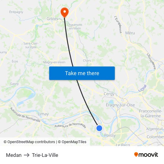 Medan to Trie-La-Ville map