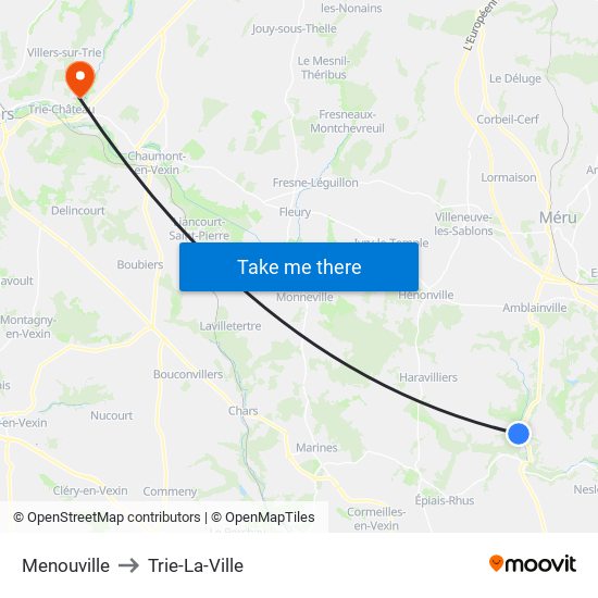 Menouville to Trie-La-Ville map