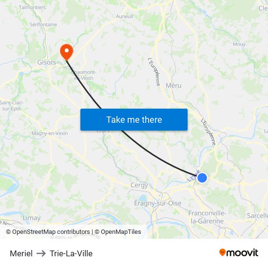 Meriel to Trie-La-Ville map