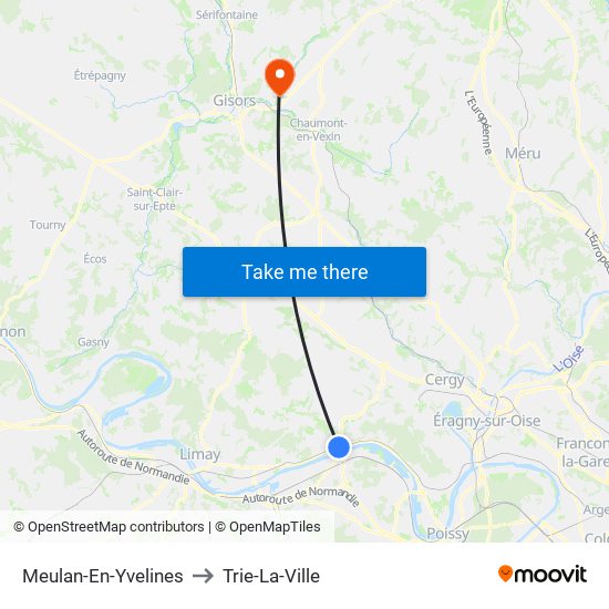 Meulan-En-Yvelines to Trie-La-Ville map
