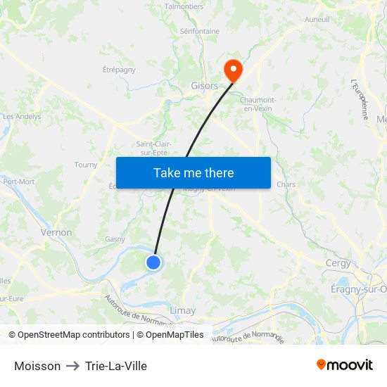 Moisson to Trie-La-Ville map