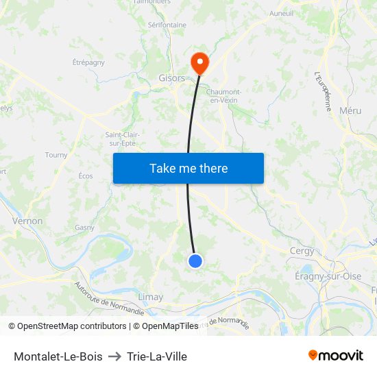 Montalet-Le-Bois to Trie-La-Ville map