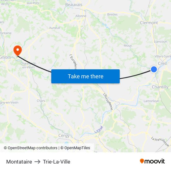 Montataire to Trie-La-Ville map
