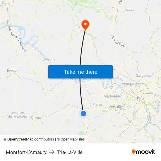 Montfort-L'Amaury to Trie-La-Ville map
