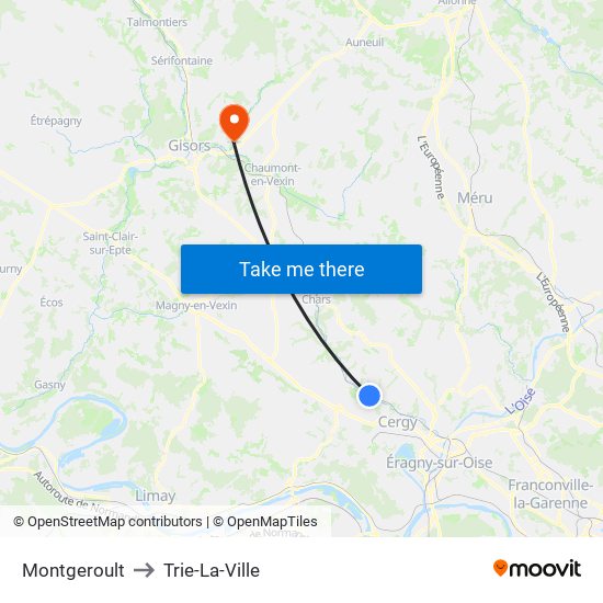 Montgeroult to Trie-La-Ville map