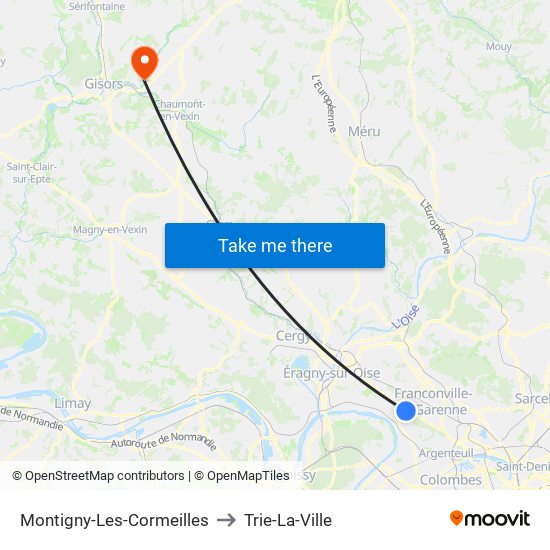 Montigny-Les-Cormeilles to Trie-La-Ville map