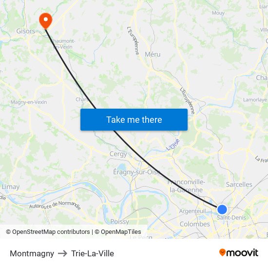 Montmagny to Trie-La-Ville map