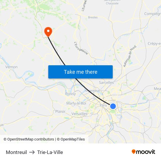 Montreuil to Trie-La-Ville map