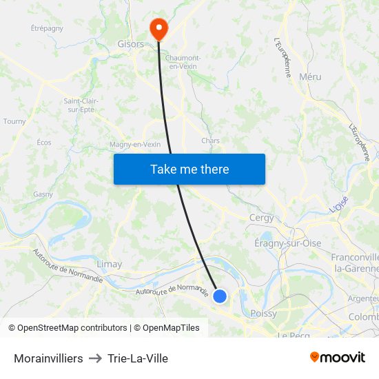 Morainvilliers to Trie-La-Ville map