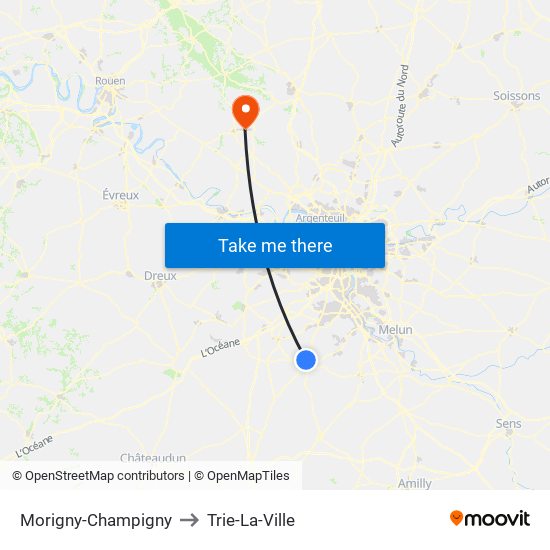 Morigny-Champigny to Trie-La-Ville map