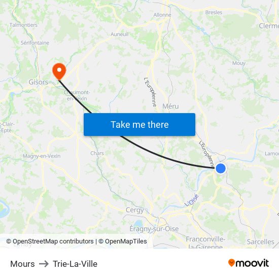 Mours to Trie-La-Ville map