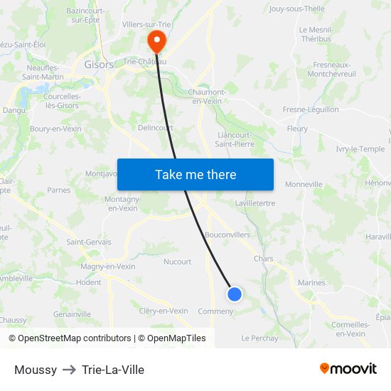Moussy to Trie-La-Ville map