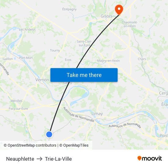 Neauphlette to Trie-La-Ville map