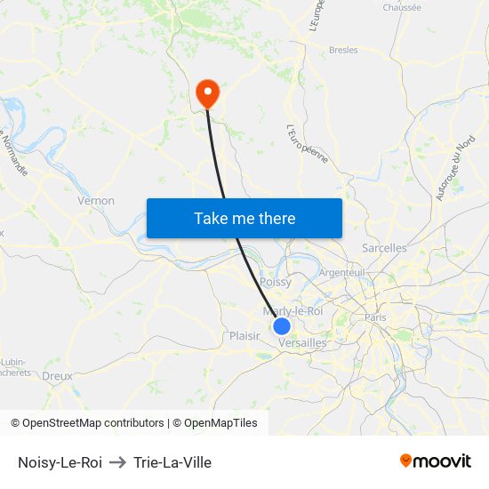 Noisy-Le-Roi to Trie-La-Ville map