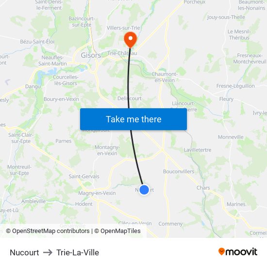 Nucourt to Trie-La-Ville map