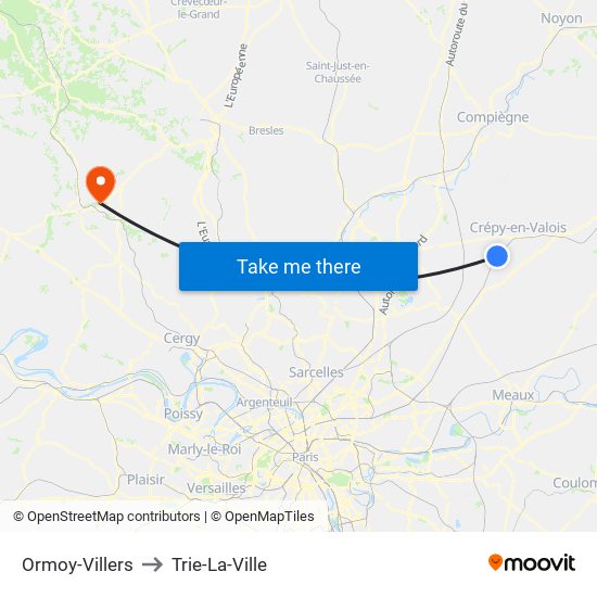 Ormoy-Villers to Trie-La-Ville map