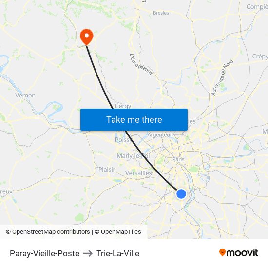 Paray-Vieille-Poste to Trie-La-Ville map