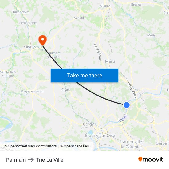 Parmain to Trie-La-Ville map