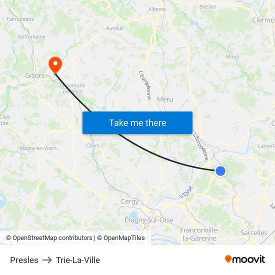 Presles to Trie-La-Ville map