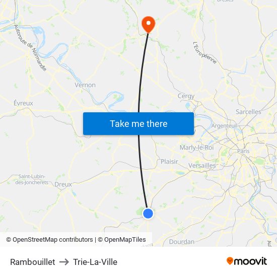 Rambouillet to Trie-La-Ville map