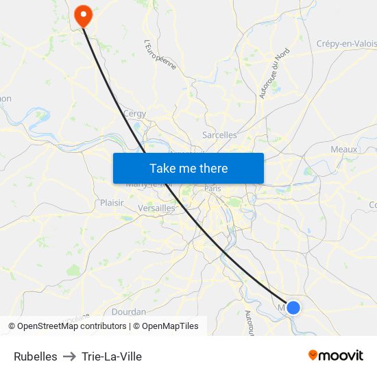 Rubelles to Trie-La-Ville map