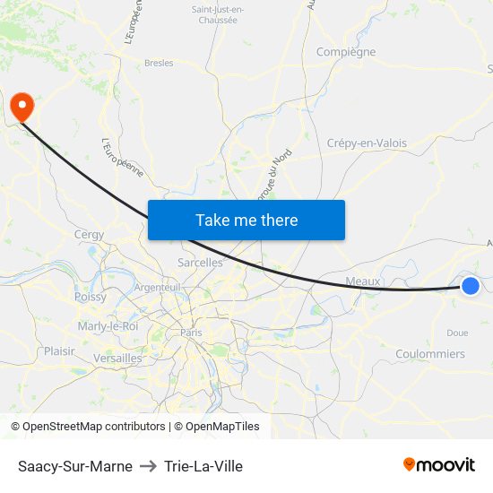 Saacy-Sur-Marne to Trie-La-Ville map
