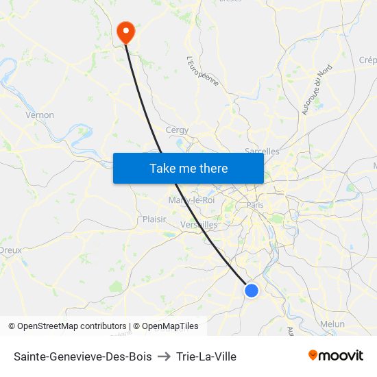 Sainte-Genevieve-Des-Bois to Trie-La-Ville map