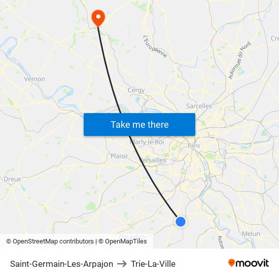 Saint-Germain-Les-Arpajon to Trie-La-Ville map