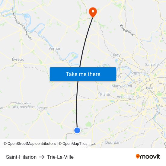 Saint-Hilarion to Trie-La-Ville map
