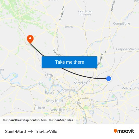 Saint-Mard to Trie-La-Ville map