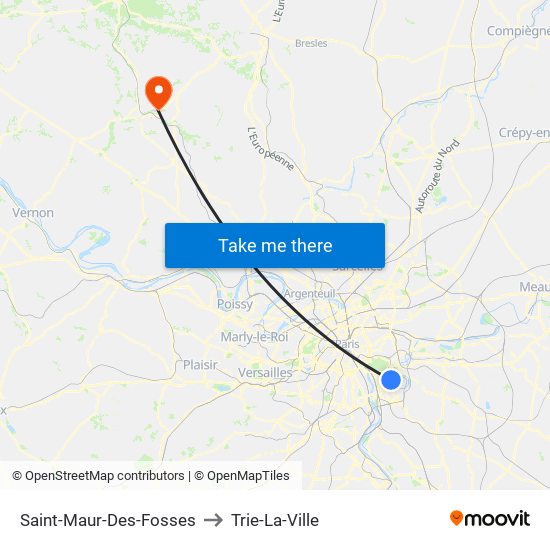 Saint-Maur-Des-Fosses to Trie-La-Ville map