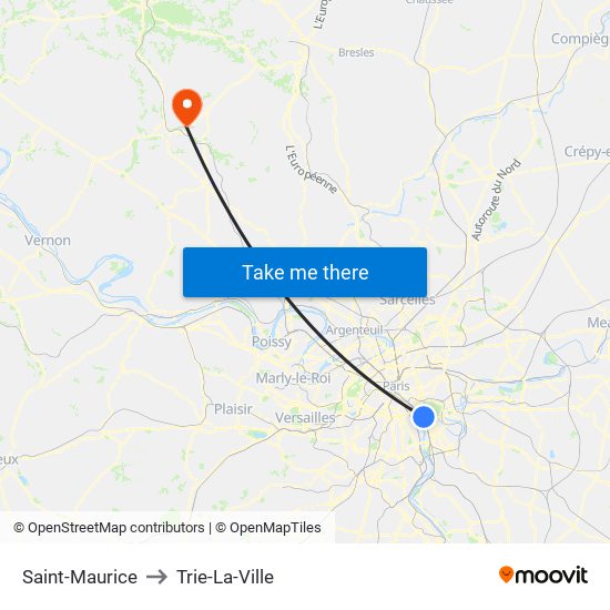 Saint-Maurice to Trie-La-Ville map