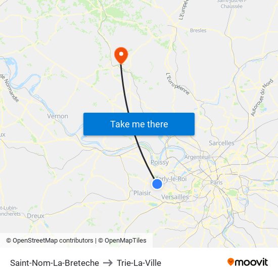 Saint-Nom-La-Breteche to Trie-La-Ville map