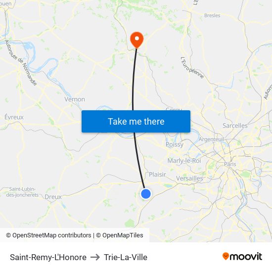 Saint-Remy-L'Honore to Trie-La-Ville map