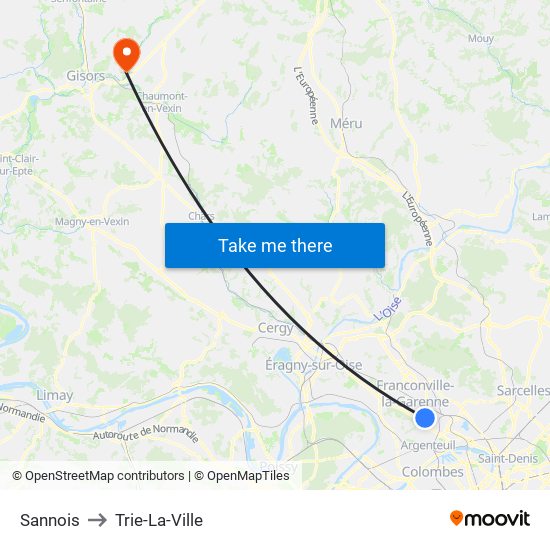 Sannois to Trie-La-Ville map