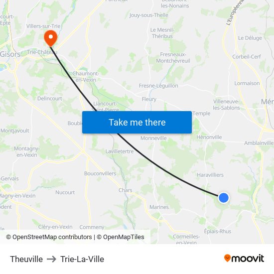 Theuville to Trie-La-Ville map