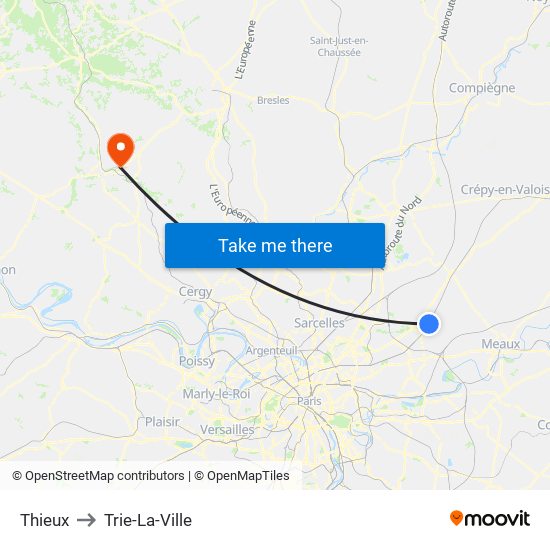 Thieux to Trie-La-Ville map