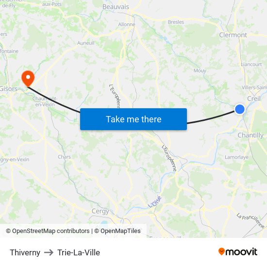 Thiverny to Trie-La-Ville map