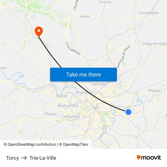 Torcy to Trie-La-Ville map