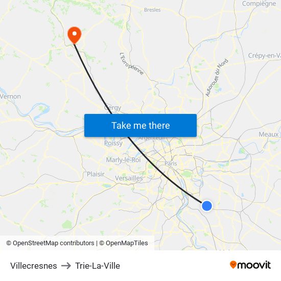 Villecresnes to Trie-La-Ville map