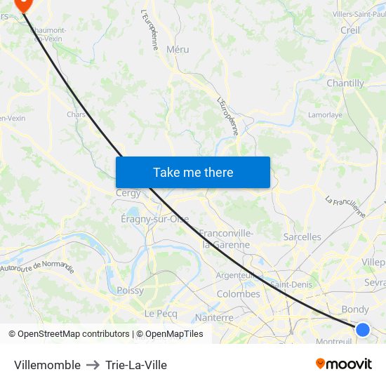 Villemomble to Trie-La-Ville map