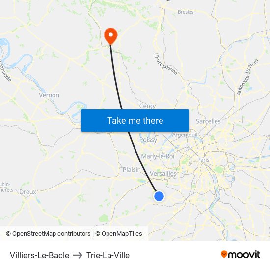 Villiers-Le-Bacle to Trie-La-Ville map