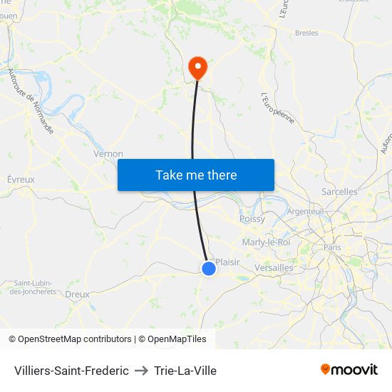 Villiers-Saint-Frederic to Trie-La-Ville map