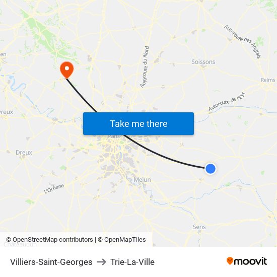 Villiers-Saint-Georges to Trie-La-Ville map