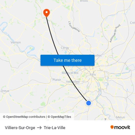 Villiers-Sur-Orge to Trie-La-Ville map
