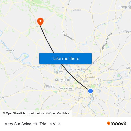 Vitry-Sur-Seine to Trie-La-Ville map